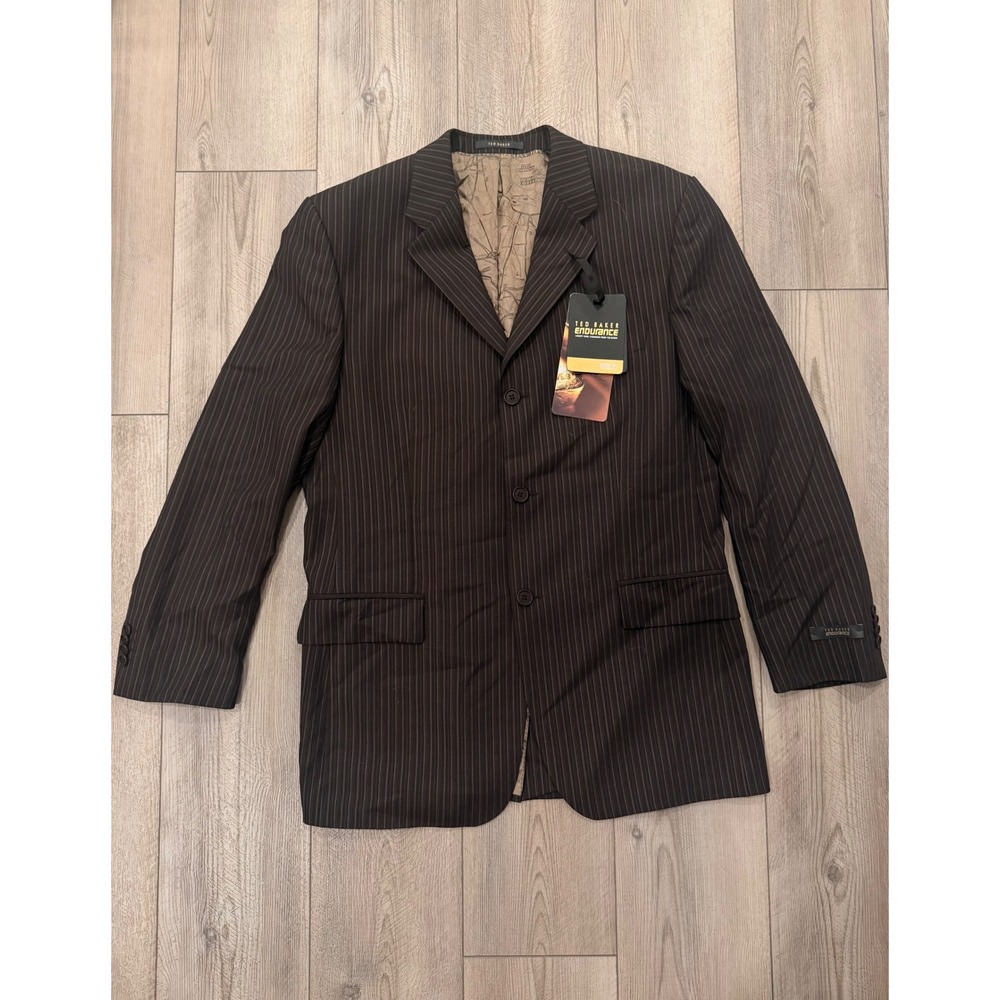 Ted Baker Endurance Mens Brown Pinstripe Wool Cashmere Suit Jacket Blazer NWT